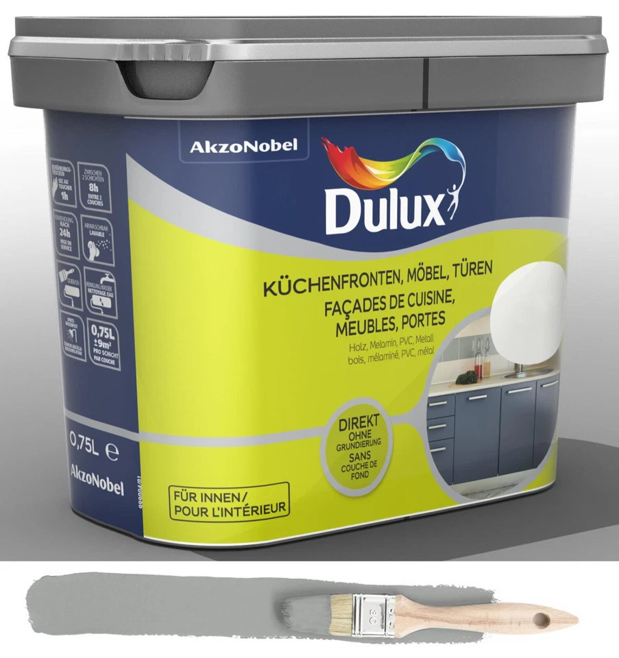 Dulux Glänzend 750ml Farbe Küche Front Möbel Türen Streichen Beton Grau - Bild 1 von 1