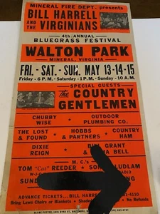 Concert Poster Mineral Va Walton Park 4th Annual Bluegrass Festival 13.5”x24” - Picture 1 of 13