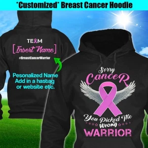 Personalized Breast Cancer Awareness Hoodie Warrior Pink Ribbon Youth Custom - Imagen 1 de 7