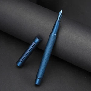 Pluma estilográfica de metal bosque azul mate Hongdian EF/F/Fude pluma con convertidor de tinta - Imagen 1 de 10