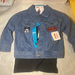 DISNEY ~ MICKEY MOUSE ~ Two (2) Piece Set ~ Denim Jacket ~ Black Tee ~ Size 4 - Picture 1 of 6