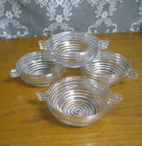 Set of 4 - Vintage Anchor Hocking Manhattan Clear Ribbed Glass Berry Bowl Set - Picture 1 of 9