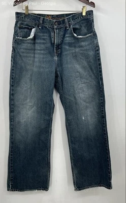 Pantalones de mezclilla Bullhead azul lavado medio desgastados 100 % algodón para hombre 34 bota suelta Foto 1 de 4