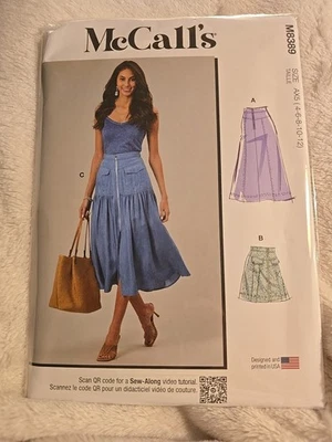 McCall's M8389 Yoked, High-Waist Length Variation Skirt Pockets & Zipper Sz 4-12 - Image 1 of 2