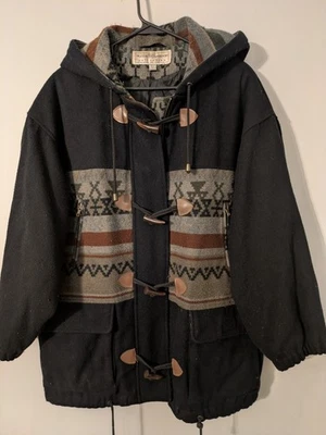 VTG Maggie Lawrence Women's Gray Wool Blend Southwestern  Aztec Coat  Sz L - Image 1 of 4