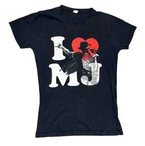Camiseta Michael Jackson 'I ❤️ MJ' Negra Roja Blanca De Colección Para Mujer Talla S/M - Imagen 1 de 8