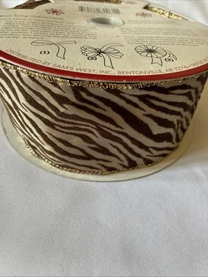 Brown Bronze Tiger Print Wired Elegant ribbon 2.5" Wide 40 Yards. Bow Crafts - Image 1 of 4