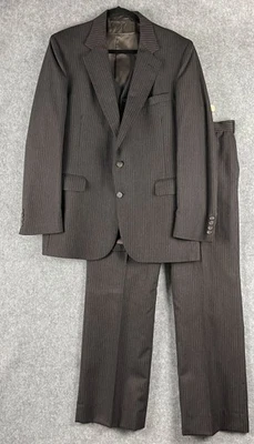Stafford 3 Piece Suit Brown Striped Blazer 44R Pant 35x29 Vest Classic Career - Image 1 of 4
