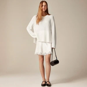 NWT!! J. CREW High Rib Pullover Sweater Wool Alpaca Solid Ivory Minimalist XXS - Picture 1 of 15