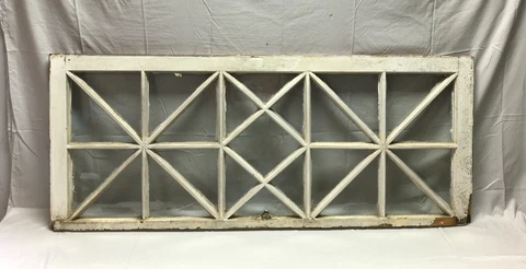 Antique Large 23 Lite Shabby White Window Sash Transom Chic 23x57 Old 804-23B Cover