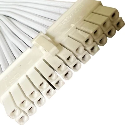 Antec PSU 24-Pin ATX Extension Cable – White Sleeved Power Connector PSUSC30-102 - Image 1 of 4