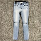 Abercrombie & Fitch Jeans Womens 2 Blue Mid-Rise Skinny Denim Stretch Distressed