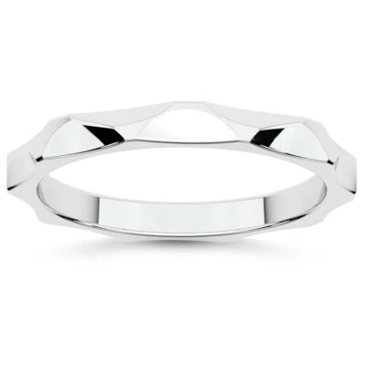 Alianza de boda apilable geométrica de oro de 14k anillo de aniversario para mujer Foto 1 de 4