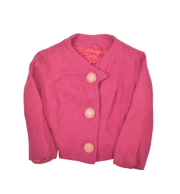 Vintage Wool Jacket Womens XS Pink 70s Big Button Lined Business Casual Barbie - Image 1 of 4