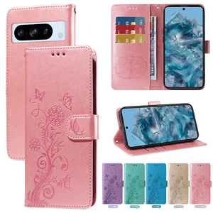 For Google Pixel 9 Pro XL/8 Pro/7A Embossed Magnetic Leather Flip Wallet Case - Picture 1 of 23