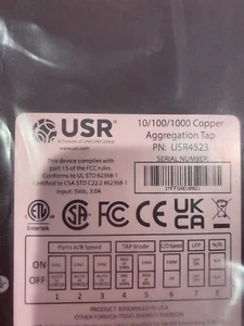 New Open Box US Robotics USR4523 10/100/1000 Copper Aggregation Tap - Bild 1 von 4