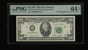 DBR 1985 $20 FRN San Francisco Fr. 2075-L PMG 64 EPQ Serial L46596005I - Picture 1 of 2