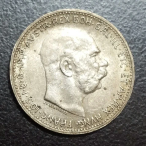 1915 Austria 1 Corona Old Silver Coin KM 2820 Cover