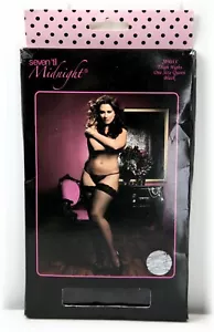 Seven Til Midnight Black Lace Top Fishnet Stay Up Stockings One Size- Queen - Picture 1 of 5