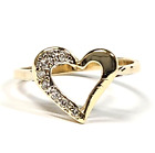 Vintage 14k Yellow Gold Heart Diamond Ring Size 6 3/4 