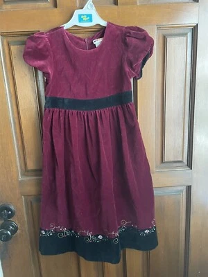 Vestido De Colección Gymboree Niñas Cuello Borgoña Borde Negro Con Flores Enredaderas XXL Foto 1 de 4
