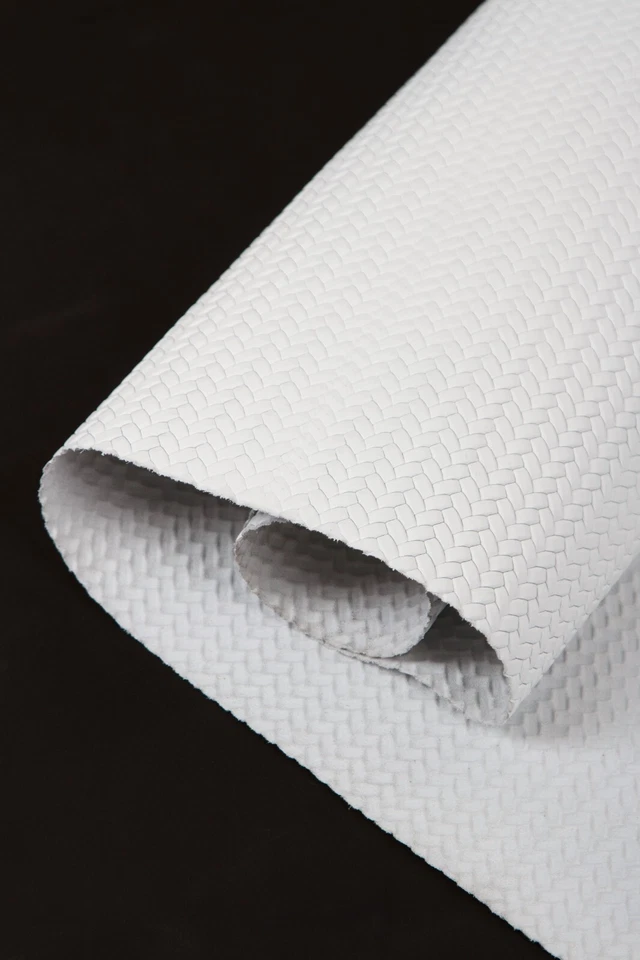 Premium White Full Grain Cowhide Leather Hide – 2m² (20–25 Sq Ft)  Mesh Embossed - Image 1 of 4