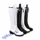 Womens Military Riding Boots Roman Lace Up Knee High Boots Retro Stylish Chic***