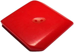 BIG BEAUTIFUL 1940'S BRIGHT FIRE ENGINE RED BAKELITE BUTTON ~ 1 3/4" SQUARE - Picture 1 of 3