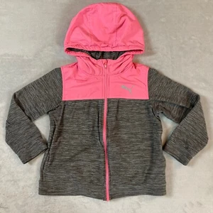 Puma Full Zip Hoodie Jacket Girls Size M 10/ 12 Pink Gray - Picture 1 of 7
