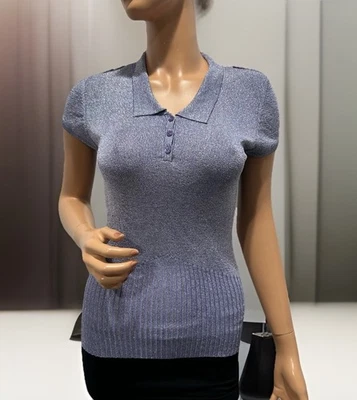 Top Bebe Metálico Lila Mangas Medianas Tejido Elástico Foto 1 de 4