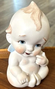 "Muñeco bebé querubín bisque vintage años 70 KEWPIE ojos azules rubio claro" - Imagen 1 de 7