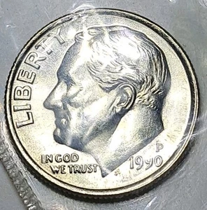 1990 P MS Roosevelt Clad Dime 10C Uncirculated Sealed US MINT SET Coin - Imagen 1 de 2