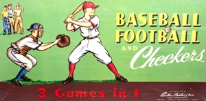 Vintage 1957 Parker Bros BASEBALL FOOTBALL AND CHECKERS Board Game. 3 Games in 1 - Picture 1 of 8