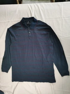 Nike Golf Polo Manica Lunga Blu Linea Rossa Camicia L - Foto 1 di 6