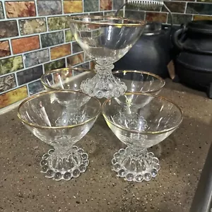 Anchor Hocking Dessert Vintage Clear Glass Bead Edge Footed Set Of 5 - Picture 1 of 6