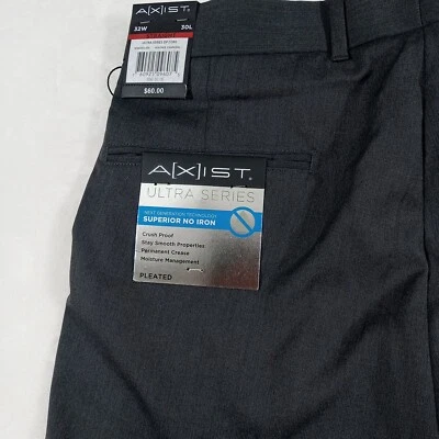 Pantalones rectos serie Axist Ultra 32×30 plisados tecnología next gen gris nuevo con etiquetas Foto 1 de 4
