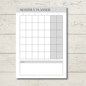 Undated A5 Monthly Planner Inserts, unpunched, 6 hole punched, mushroom punched - Picture 1 of 1