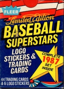 Fleer Edizione Limitata Baseball Superstars 1987 Set di 44 Carte 6 Adesivi Logo - Foto 1 di 5