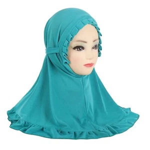 2-6Y Children Girls Full Cover Headscarf Hijab Muslim Kids Instant Scarves Wrap - Picture 1 of 31