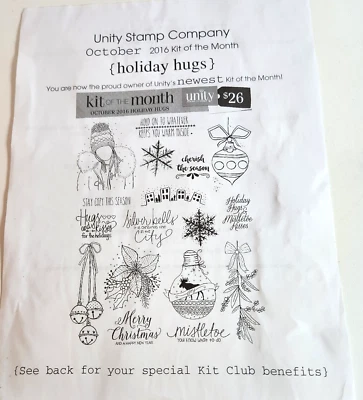 Unity Stamp Company Kit of the Month Rubber Set October 2016 "holiday hugs" - Image 1 of 3