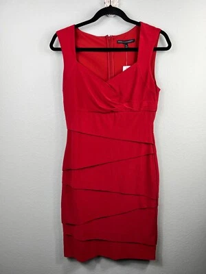 NWT WHITE HOUSE BLACK MARKET Red Slimming Tiered Dress Sz 8 - Image 1 of 4