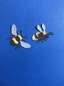 TWO RED ROBINS - 12 die cut bumble bees - card making - Embellishments - Toppers