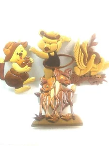 x4) Hermosas criaturas del bosque hechas a mano con ganchos de pared ~9" de alto cada uno - Imagen 1 de 12