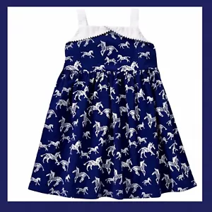 NWT Girls 4T Gymboree “BLUE SAFARI” Cotton Navy Blue/White ZEBRA SUNDRESS Dress - Picture 1 of 2