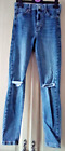 UK Size 4-6 Topshop Jamie Ripped Knee Mid Blue Jeans W24/61cm to fit L30/76cm.