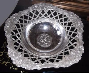 antico portafrutta portadolci centrotavola argento Sheffield incisioni a fiori  - Picture 1 of 4