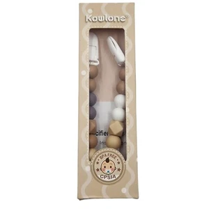 Kowlone Pacifier Clip Holder Soother Chain 2pk BPA Free Multicolor Silicone Bead - Picture 1 of 14