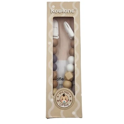 Kowlone Pacifier Clip Holder Soother Chain 2pk BPA Free Multicolor Silicone Bead - Image 1 of 4