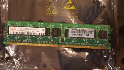 2 Hynix (2 x 512MB) 1GB PC2-5300 DDR2-667MHz HYMP564U72CP8-Y5 AB-C Memory sticks - Image 1 of 4