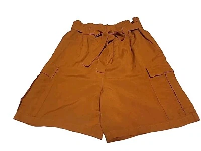 Pantalones cortos de carga holgados con bolsa de papel de gran tamaño de lino A New Day para mujer talla L cintura alta  Foto 1 de 4